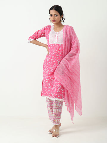 Varnnan Pink Mirage Kurti Set | Cotton Kurti For Women | Stylish Kurti Online | Varnnan
