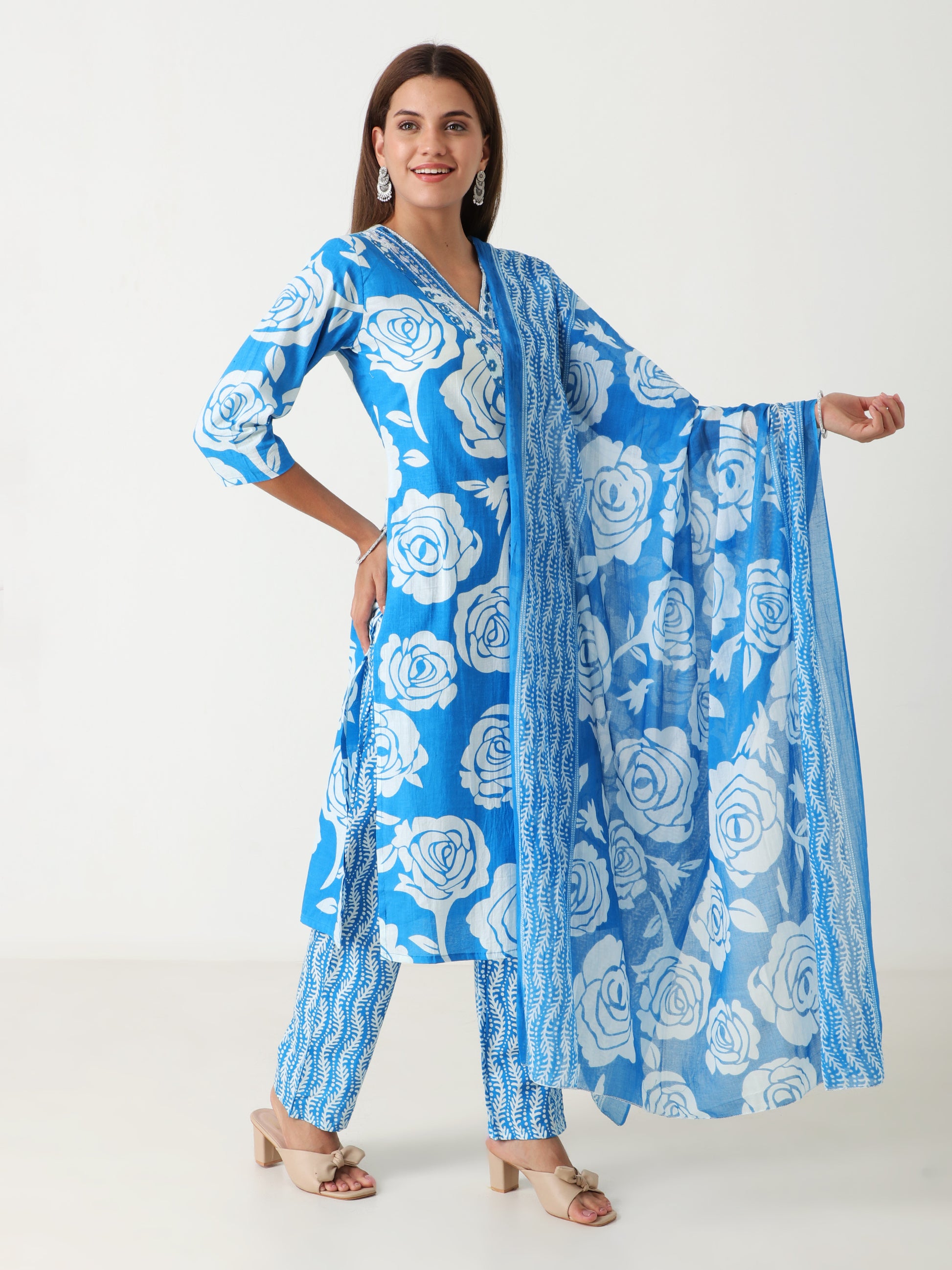 Trendy cotton kurti with dupatta  – modern ethnic look for women