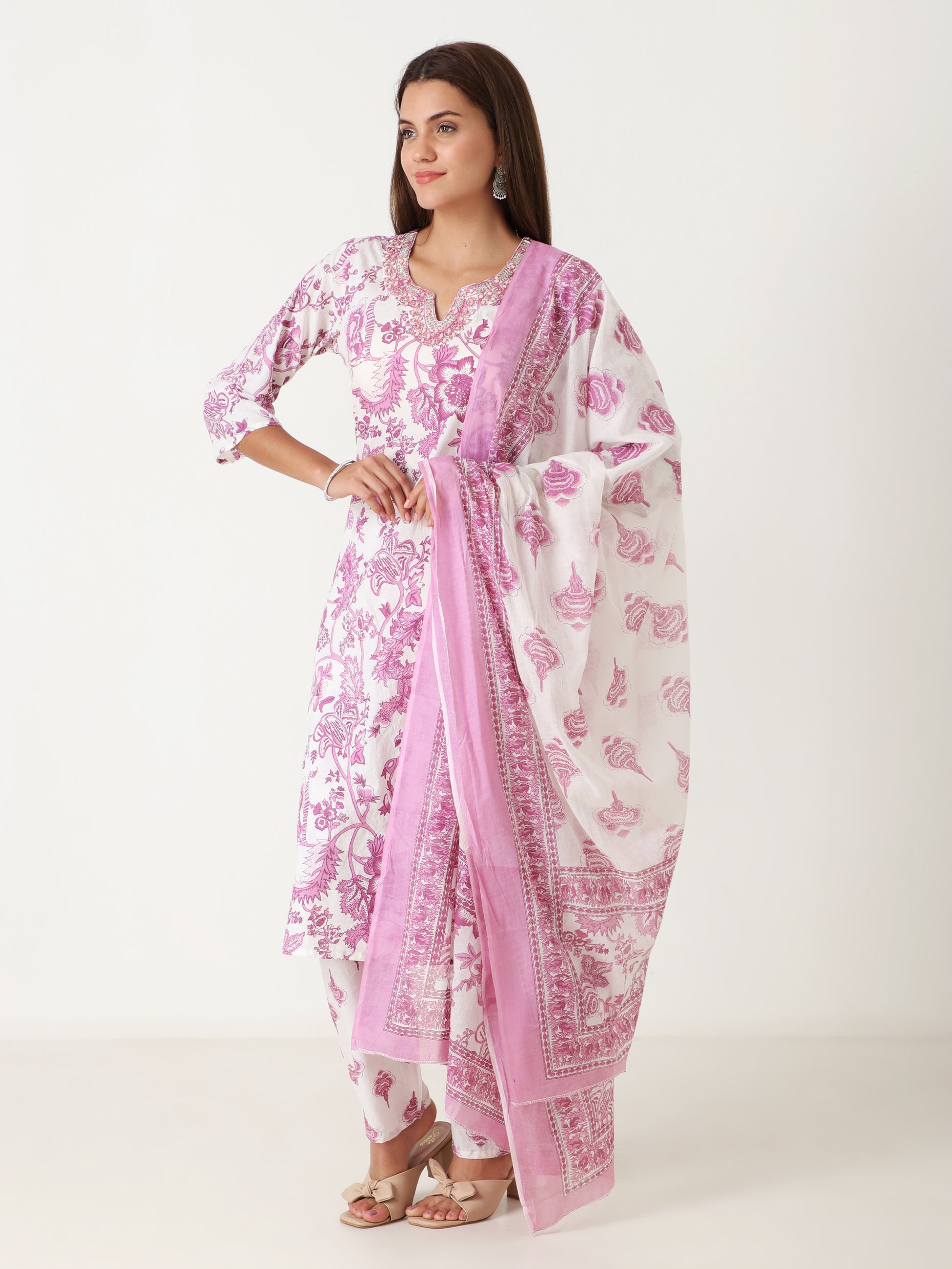 Stylish cotton kurti with dupatta set under 900 – Varnnan ethnic wear