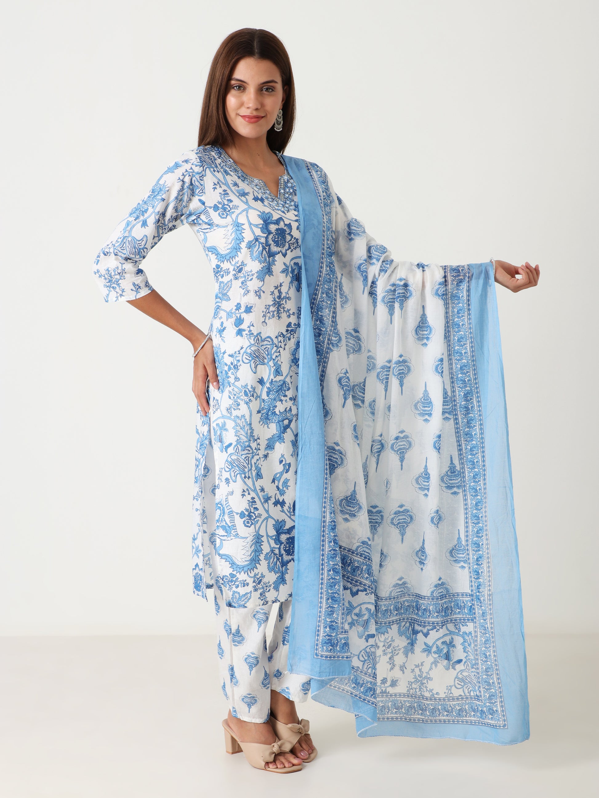 Stylish cotton kurti with dupatta under 999 – summer collection
