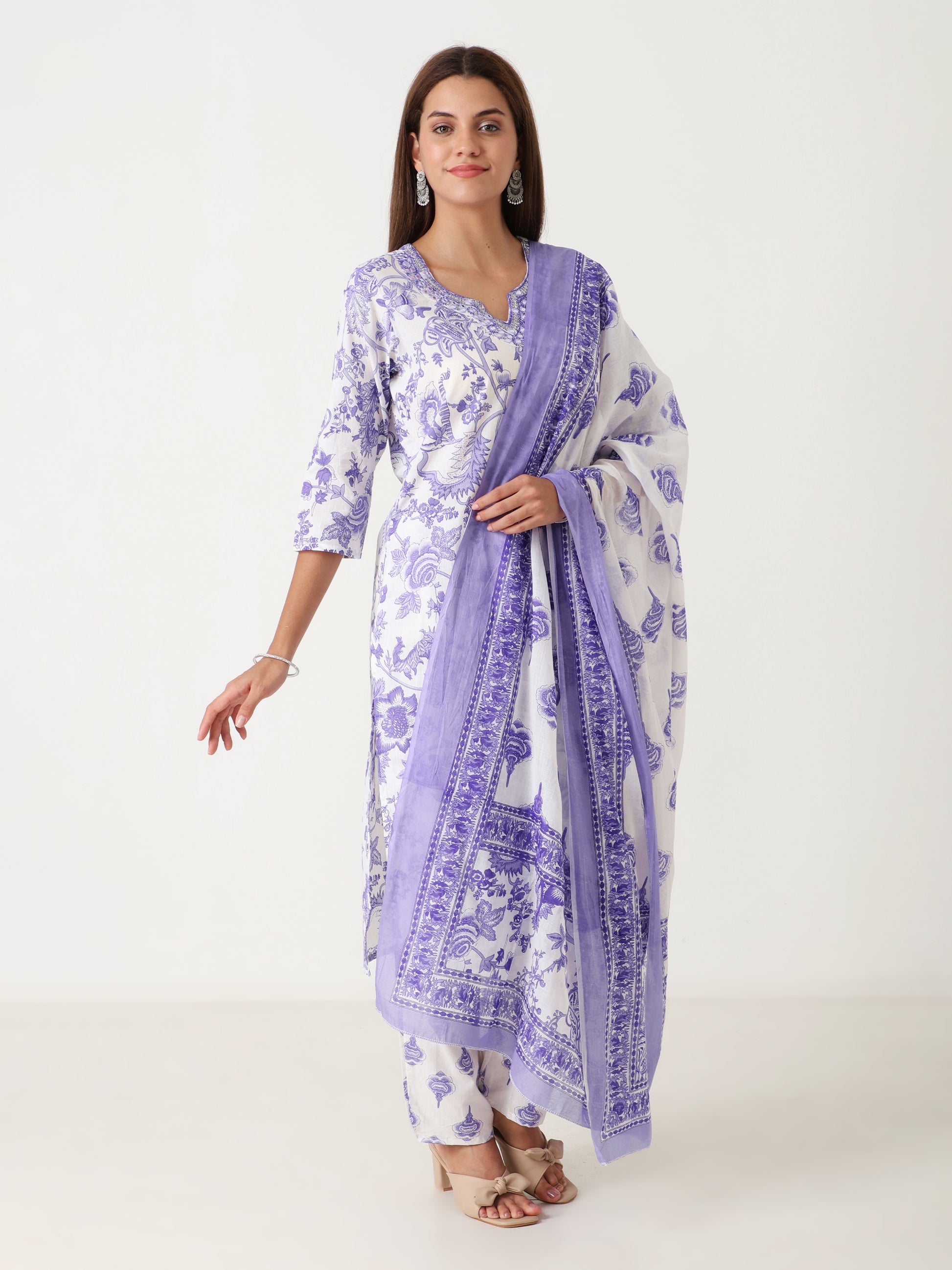 Printed cotton kurti with dupatta  – festive collection
