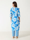 cotton printed kurti with dupatta in floral print  - trendy kurti set with dupatta for women