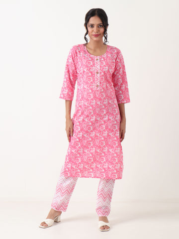 Varnnan Pink Serenity Kurti Set | Cotton Kurti For Women | Stylish Kurti Online | Varnnan