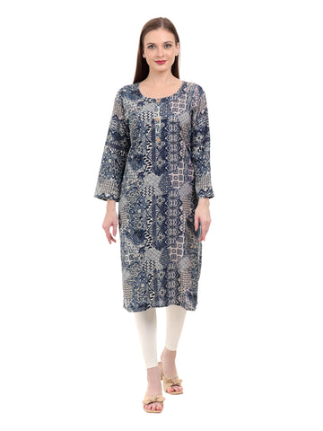 Varnnan Blue & Gold Elegance Kurti
