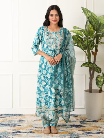 Varnnan Cotton Grace Summer Flare Anarkali Set | Cotton Kurti For Women | Stylish Kurti Online | Varnnan