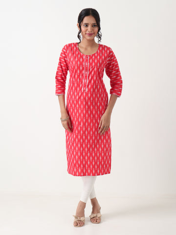 Varnnan Scarlet Bloom Single Kurti | Cotton Kurti For Women | Stylish Kurti Online | Varnnan