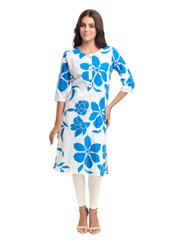 Varnnan Blue Blossom Essence Kurti | Cotton Kurti For Women | Stylish Kurti Online | Varnnan