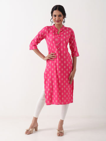 Varnnan Festive Blush Summer Roselight Rayon Single Kurti | Rayon Kurti For Women | Stylish Kurti Online | Varnnan