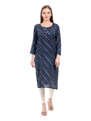 Varnnan Sapphire Bandhani Elegance Kurti | Rayon Kurti For Women | Stylish Kurti Online | Varnnan