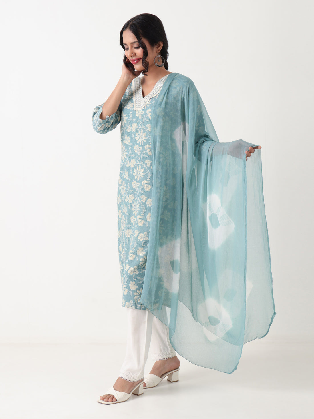 Varnnan Sky Lace Grace Set  | Rayon Kurti For Women | Stylish Kurti Online | Varnnan