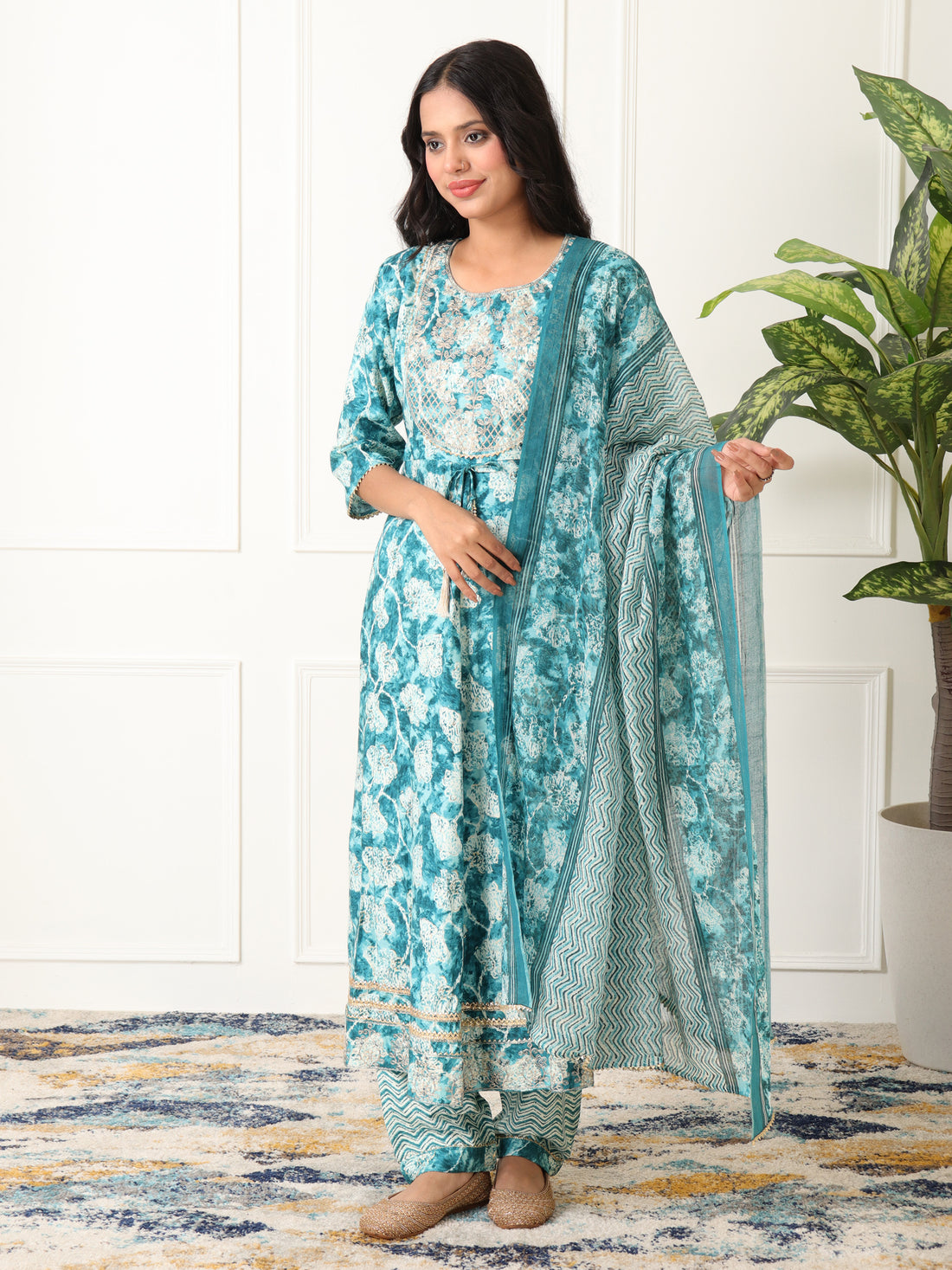 Varnnan Cotton Grace Summer Flare Anarkali Set | Cotton Kurti For Women | Stylish Kurti Online | Varnnan
