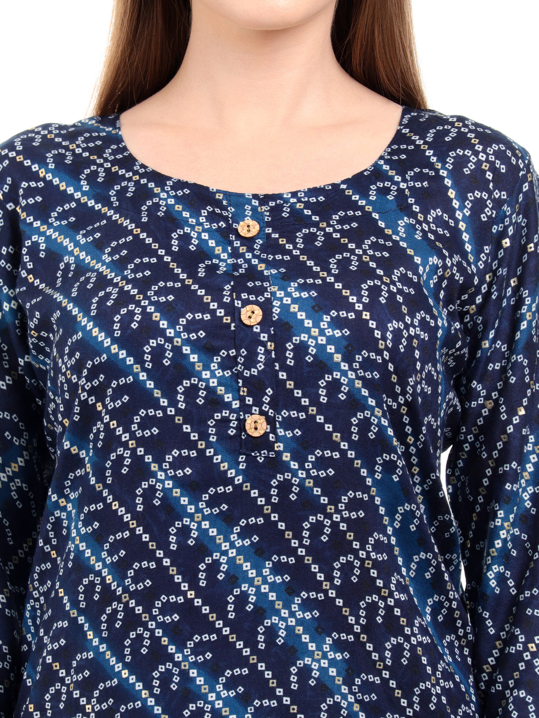 Varnnan Sapphire Bandhani Elegance Kurti | Rayon Kurti For Women | Stylish Kurti Online | Varnnan