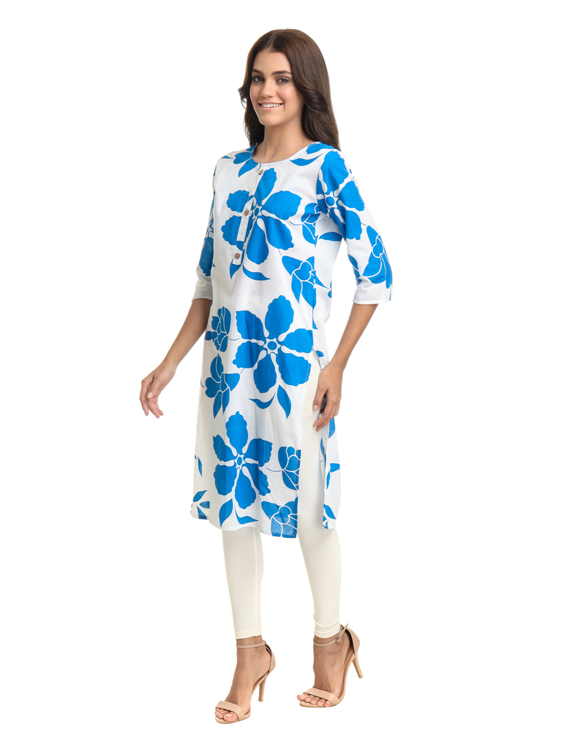 Varnnan Blue Blossom Essence Kurti | Cotton Kurti For Women | Stylish Kurti Online | Varnnan