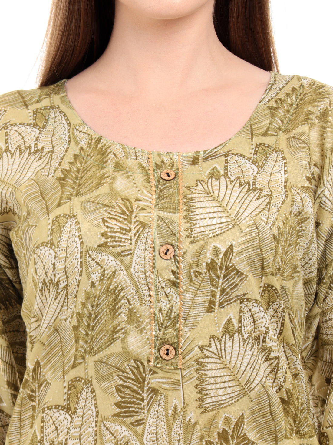 Varnnan Moss Green Botanical Kurti | Rayon  Kurti For Women | Stylish Kurti Online | Varnnan