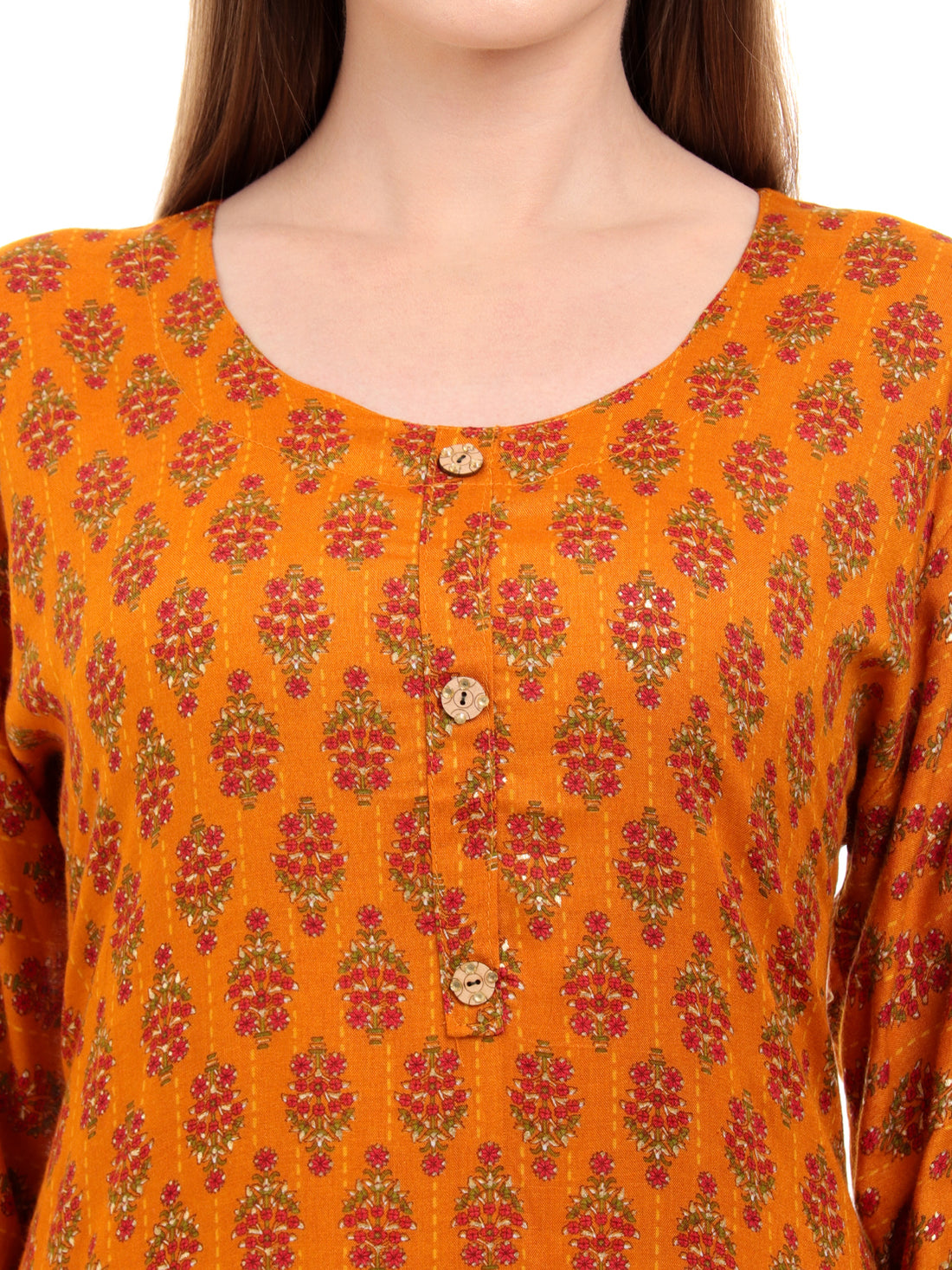 Varnnan Mustard Leaf Whisper Kurti  | Rayon Kurti For Women | Stylish Kurti Online | Varnnan