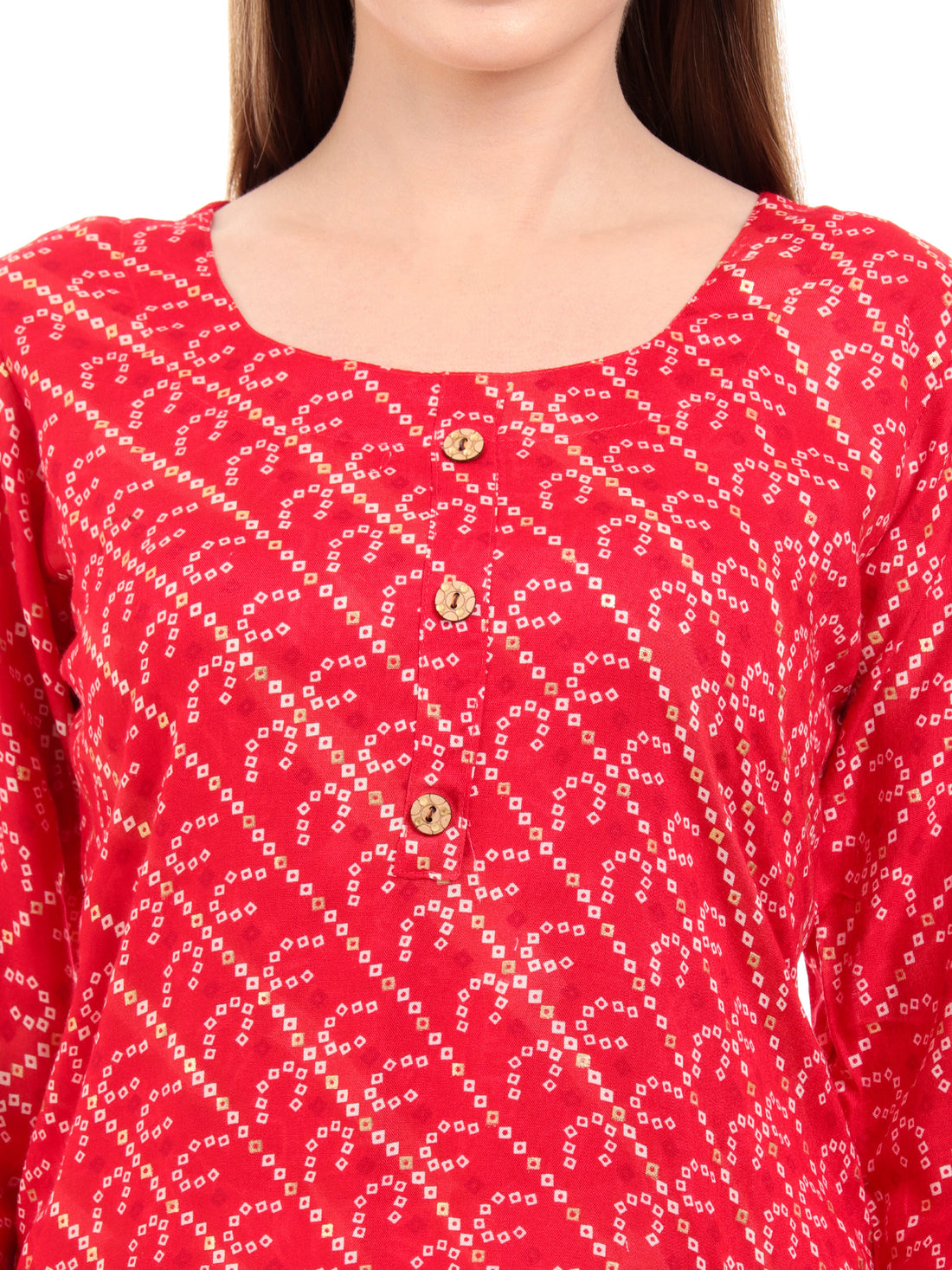 Varnnan Saffron Bandhani Elegance Kurti  | Rayon Kurti For Women | Stylish Kurti Online | Varnnan