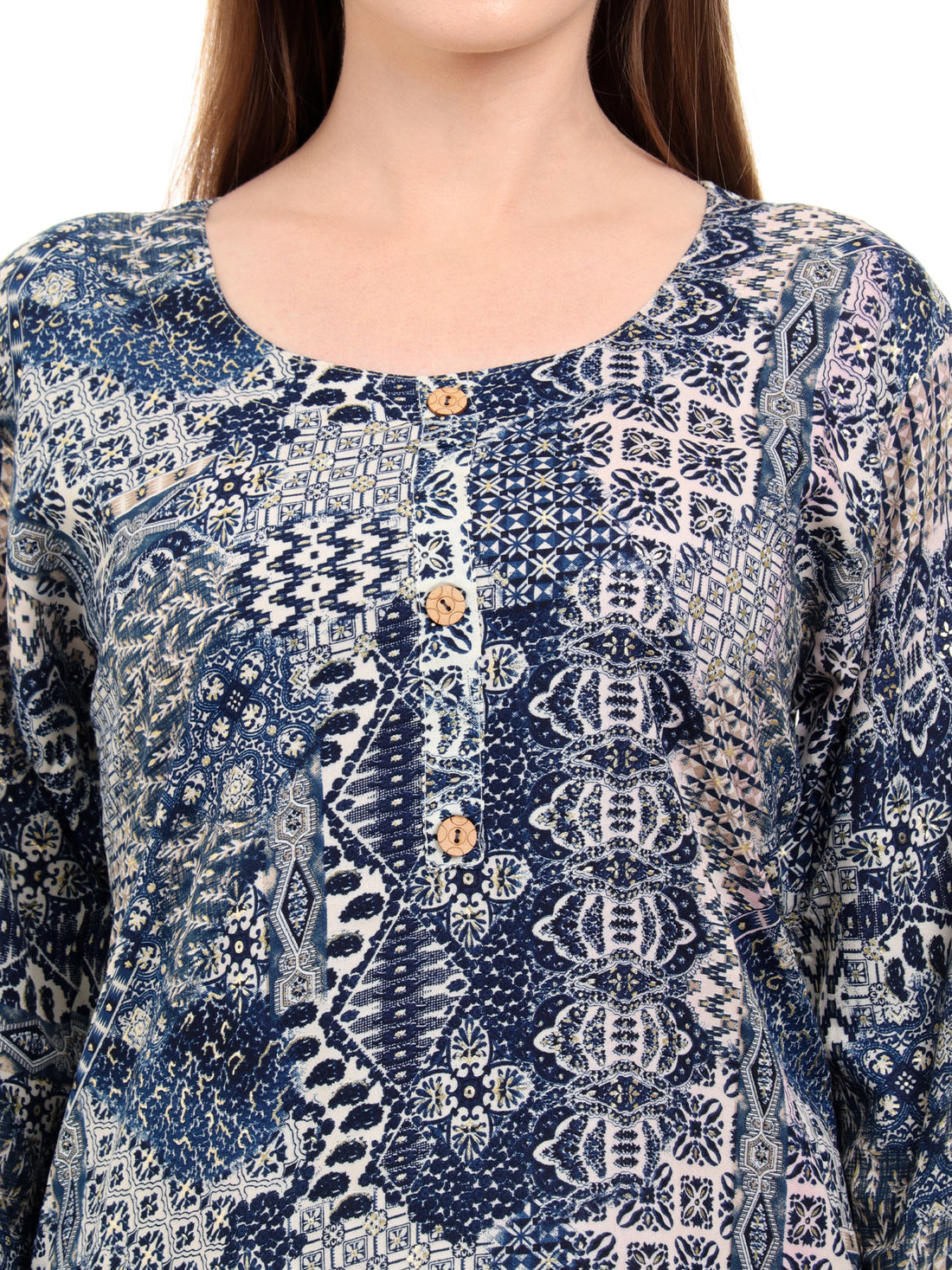Varnnan Blue & Gold Elegance Kurti