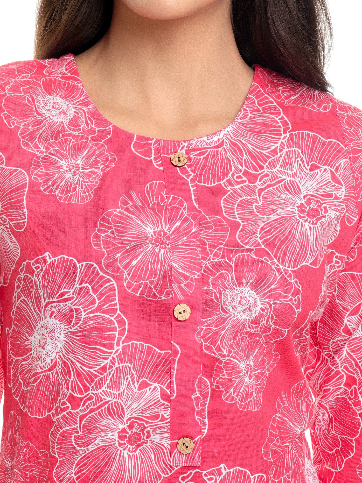 Elegant floral printed cotton kurti for women under 300 for daily use