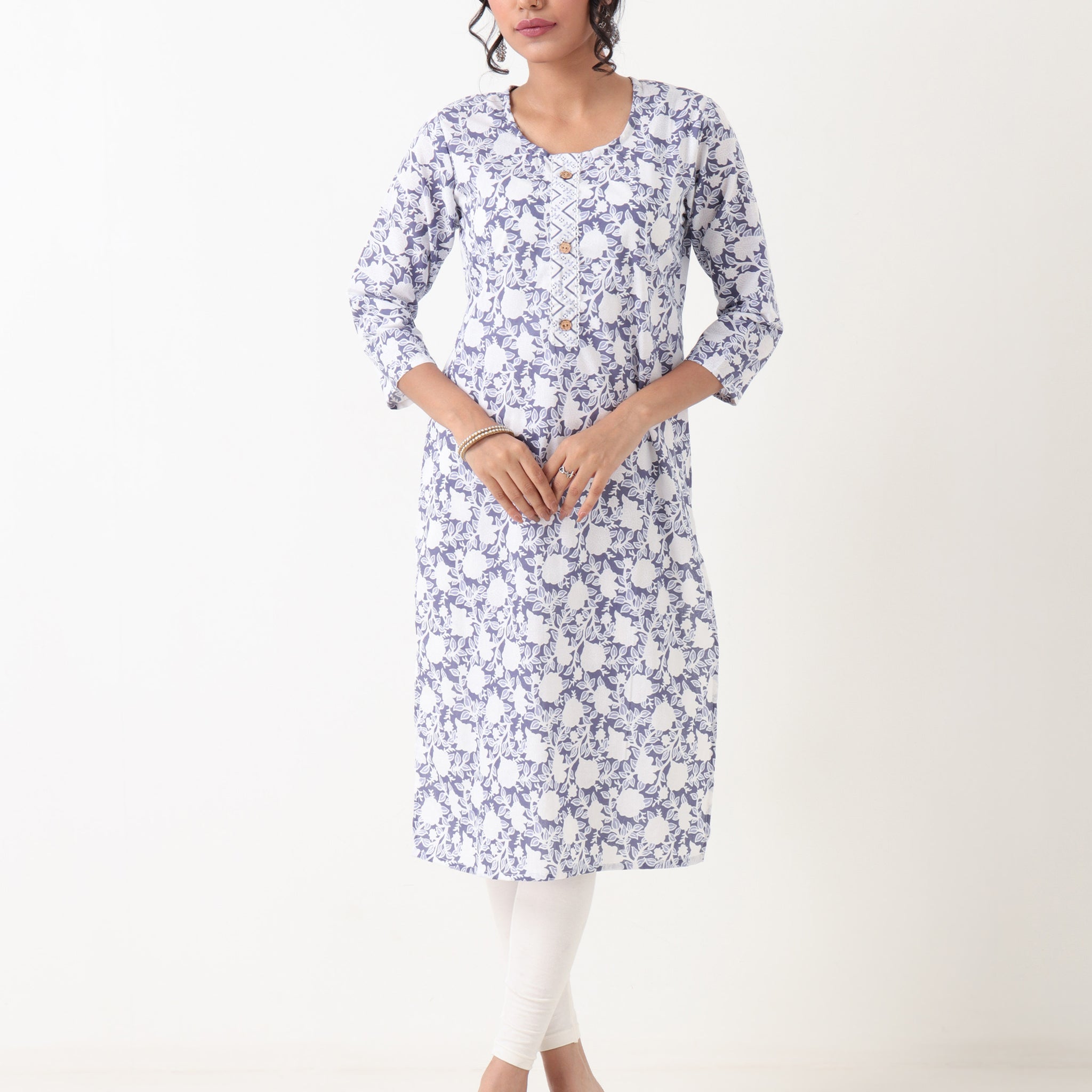 Varnnan Indigo Bloom Single Kurti | Cotton Kurti For Women | Stylish Kurti Online | Varnnan