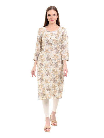 Varnnan Golden Floral Elegance Kurti | Rayon Kurti For Women | Stylish Kurti Online | Varnnan