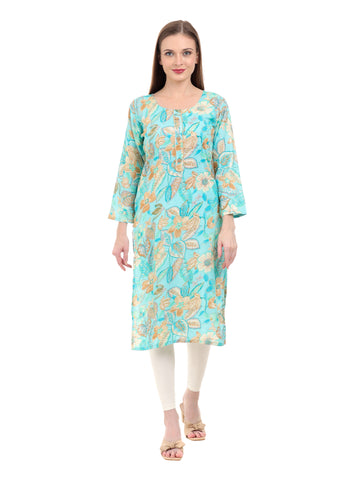 Varnnan Aqua Petal Grace Kurti | Rayon Kurti For Women | Stylish Kurti Online | Varnnan
