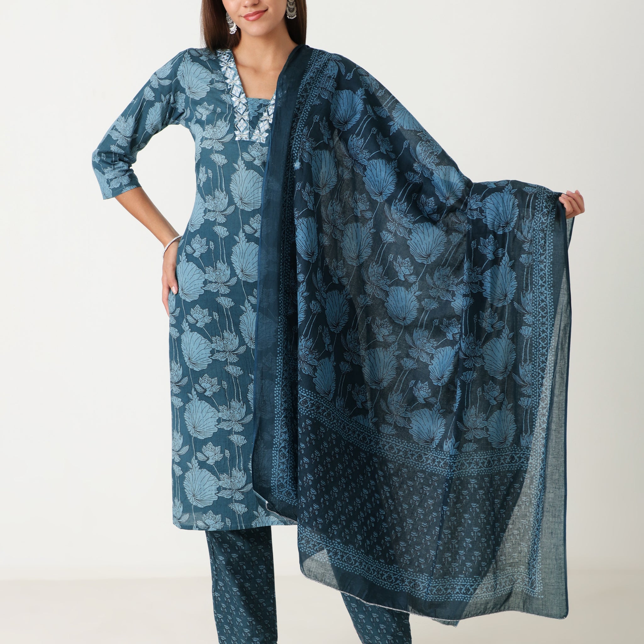Premium cotton kurti with dupatta under 1500 – festive ethnic wear