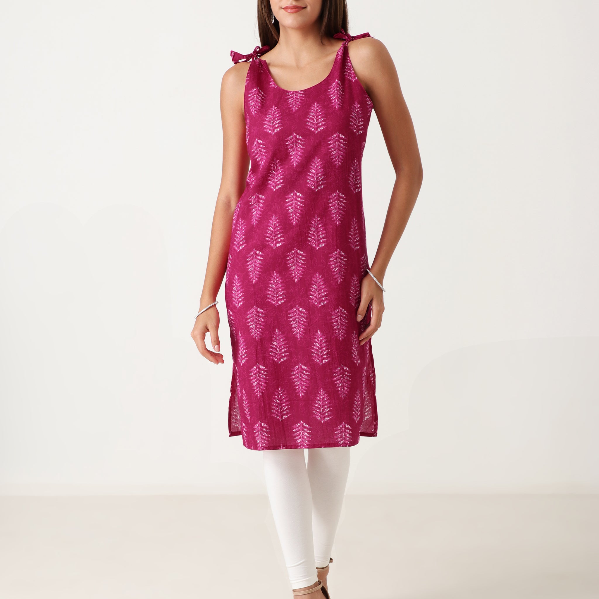 Cotton sleeveless single kurti under 300 – Affordable women’s wear by Varnnan - kurti for women