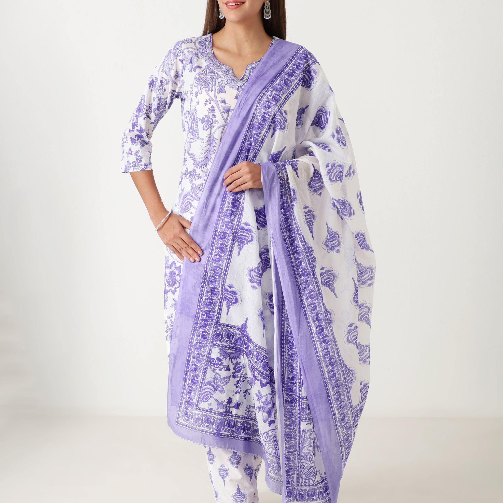 Designer cotton kurti with dupatta – party & outing wear