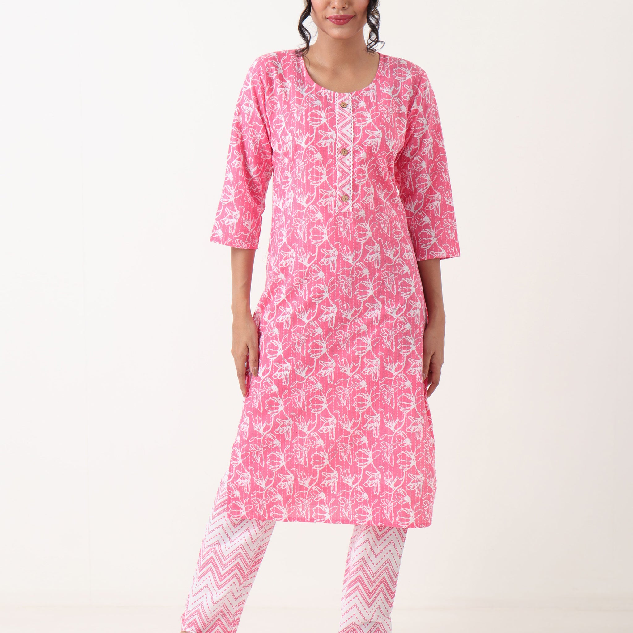 Varnnan Pink Serenity Kurti Set | Cotton Kurti For Women | Stylish Kurti Online | Varnnan