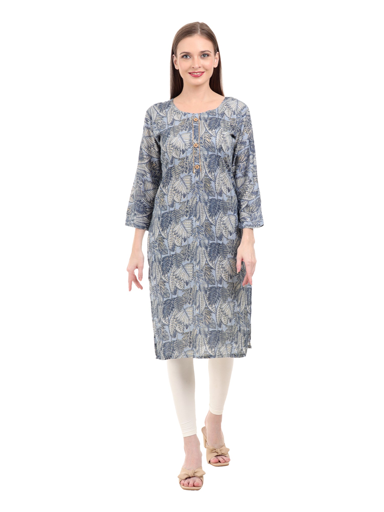 Varnnan Peacock Leaf Elegance Kurti | Rayon Kurti For Women | Stylish Kurti Online | Varnnan