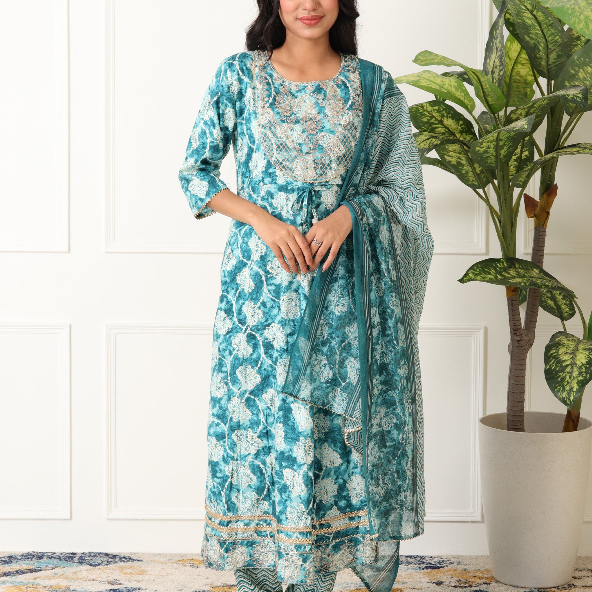 Varnnan Cotton Grace Summer Flare Anarkali Set | Cotton Kurti For Women | Stylish Kurti Online | Varnnan