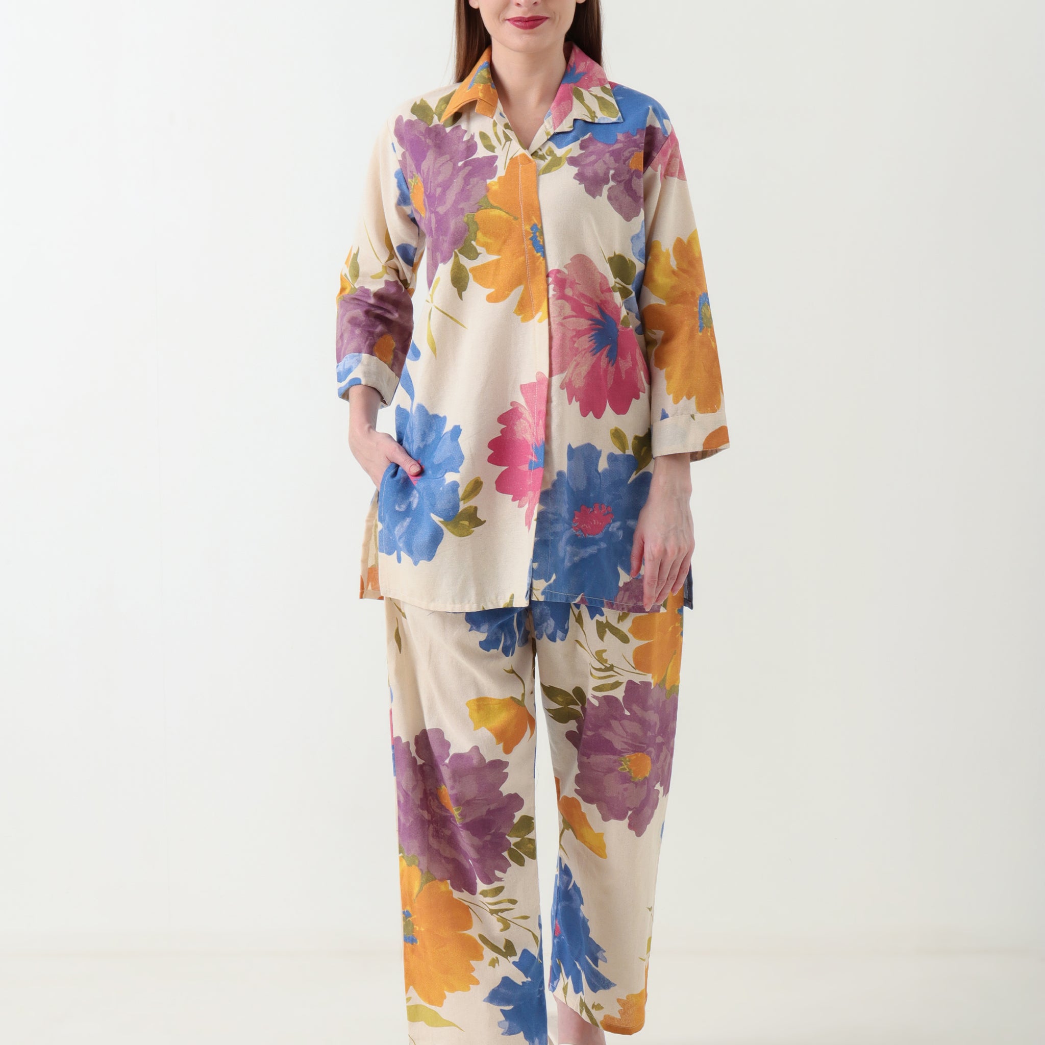 Varnnan Garden Luxe Bright Botanica Co-ord Set | Cotton Kurti For Women | Stylish Kurti Online | Varnnan