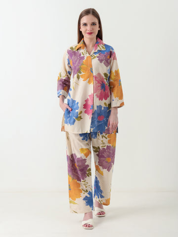 Varnnan Garden Luxe Bright Botanica Co-ord Set | Cotton Kurti For Women | Stylish Kurti Online | Varnnan