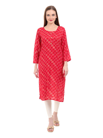 Varnnan Saffron Bandhani Elegance Kurti  | Rayon Kurti For Women | Stylish Kurti Online | Varnnan