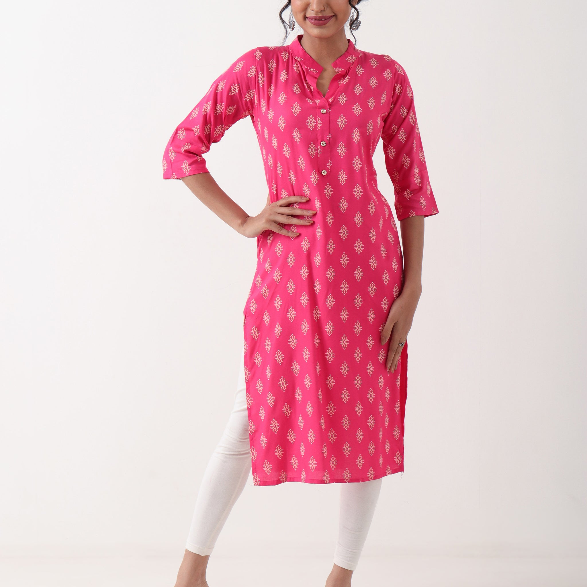 Varnnan Festive Blush Summer Roselight Rayon Single Kurti | Rayon Kurti For Women | Stylish Kurti Online | Varnnan