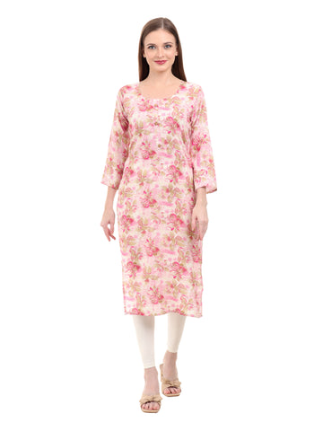 Varnnan Pink Blossom Grace Kurti | Rayon Kurti For Women | Stylish Kurti Online | Varnnan