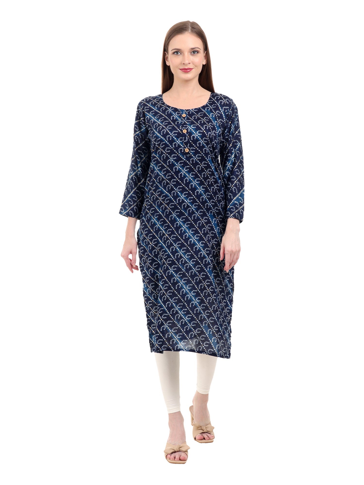 Varnnan Sapphire Bandhani Elegance Kurti | Rayon Kurti For Women | Stylish Kurti Online | Varnnan